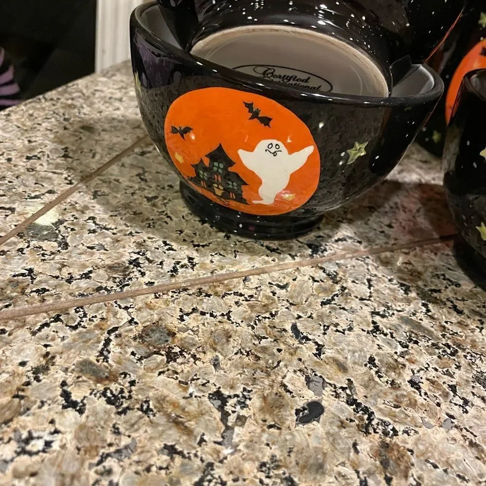 Certified International Halloween Vintage Bowls and Mug Set of 8!!
